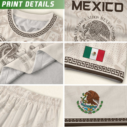Mexico Soccer Jersey White Aztec Eagle & Snake - Premium National Team Football Shirt