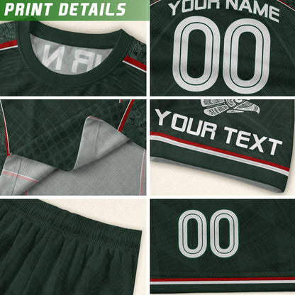 Mexico Soccer Jersey Personalized Name Number Aztec Pattern Green Football Shirt