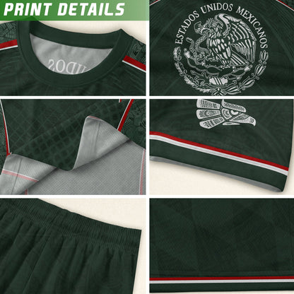 Mexico Soccer Jersey Green National Team Style Football Men Shirt Eagle Crest Fan Tee
