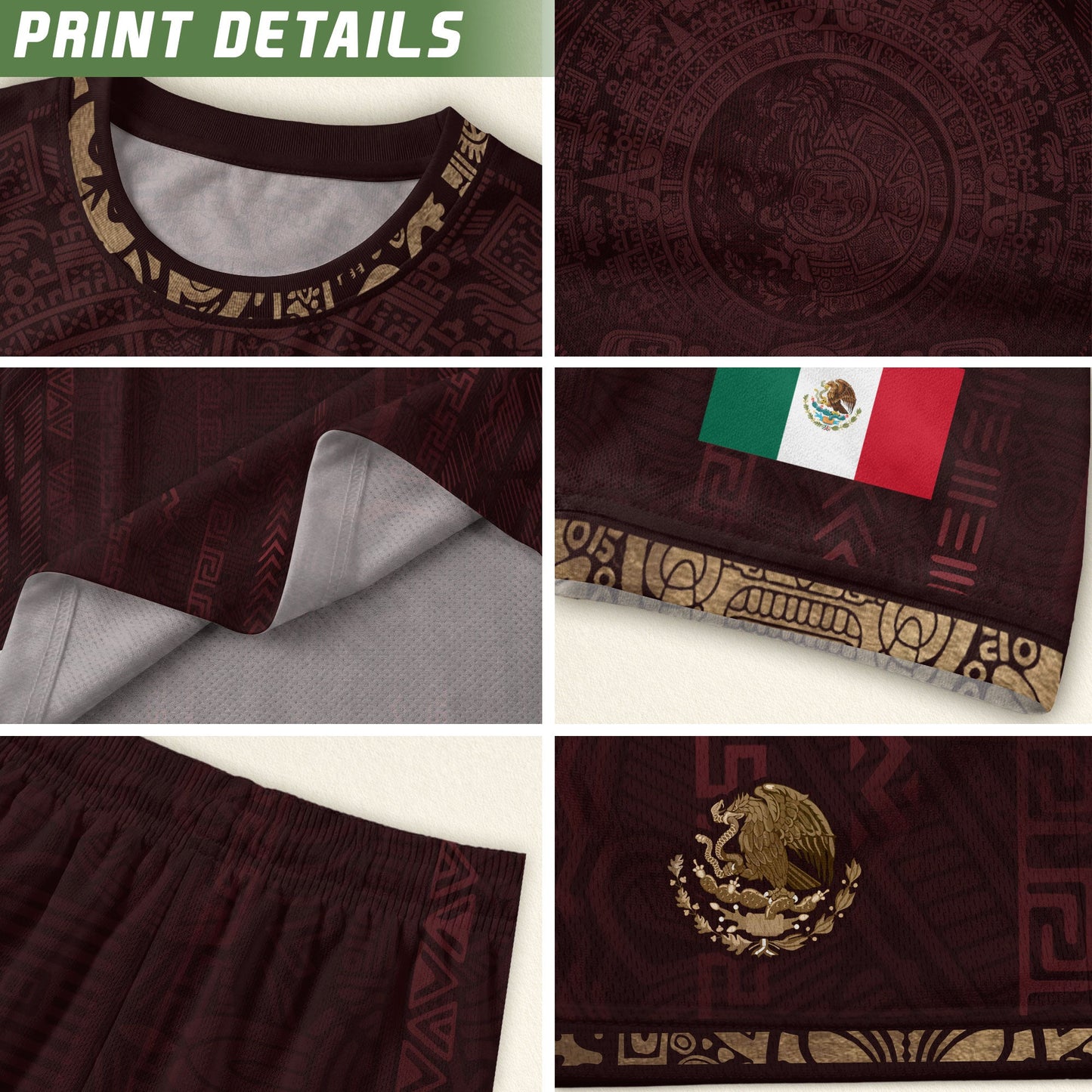 Mexico Football Jersey Maroon Aztec Calendar Soccer Shirt for Mexico Fans