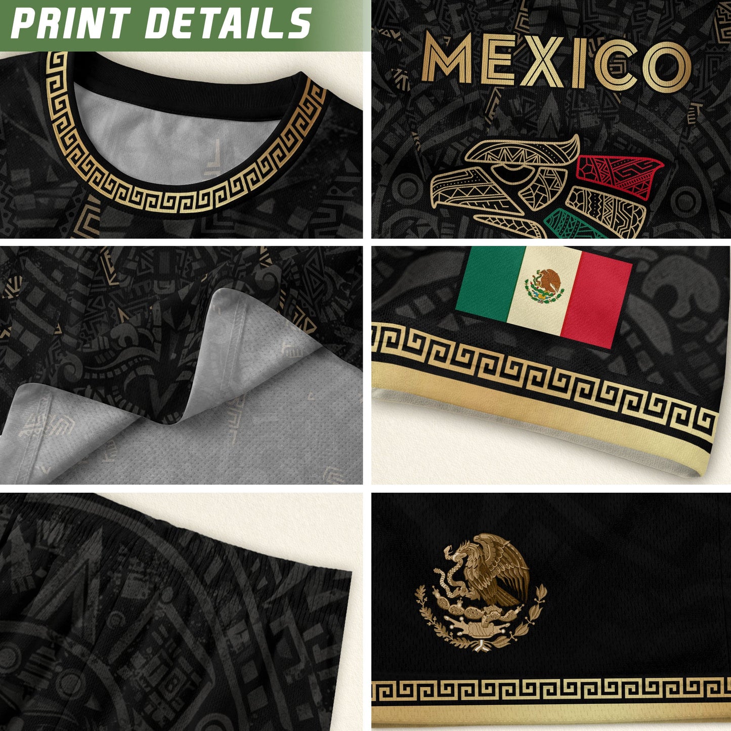 Mexico Soccer Jersey Men – Black Gold Mexican Jersey, Playera de Mexico Hombre