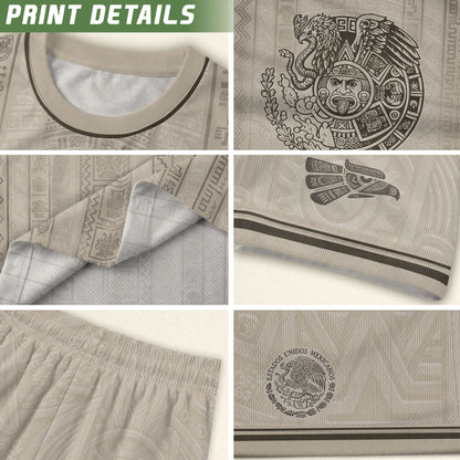 Mexico Soccer Jersey Men White Aztec Pattern Football Shirt Classic Fan Apparel