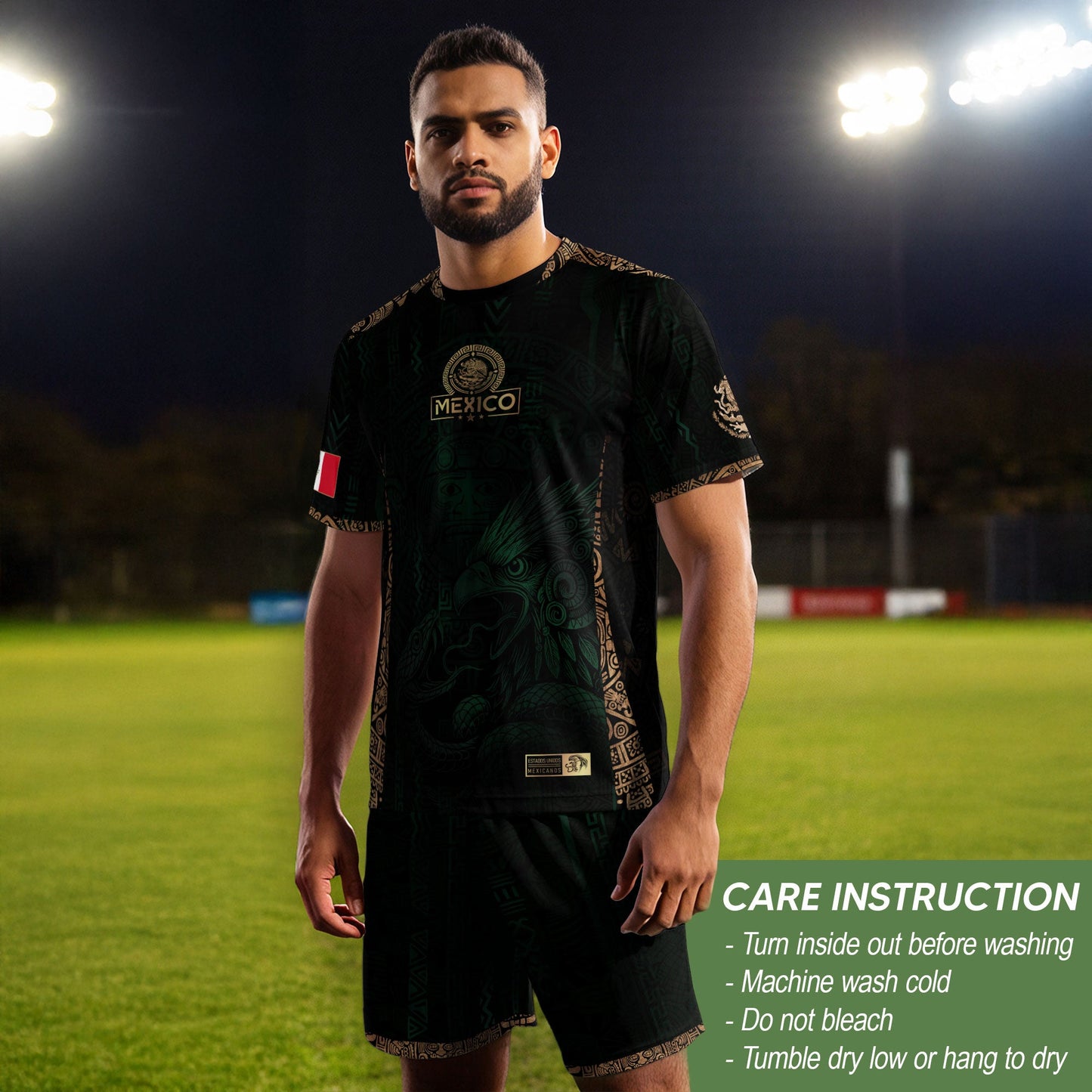Mexico Green Gold Aztec Eagle Warrior Soccer Jersey