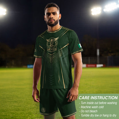 Mexico Soccer Jersey Green Aztec Sun Stone Edition - Mexico Fan Heritage Style Shirt
