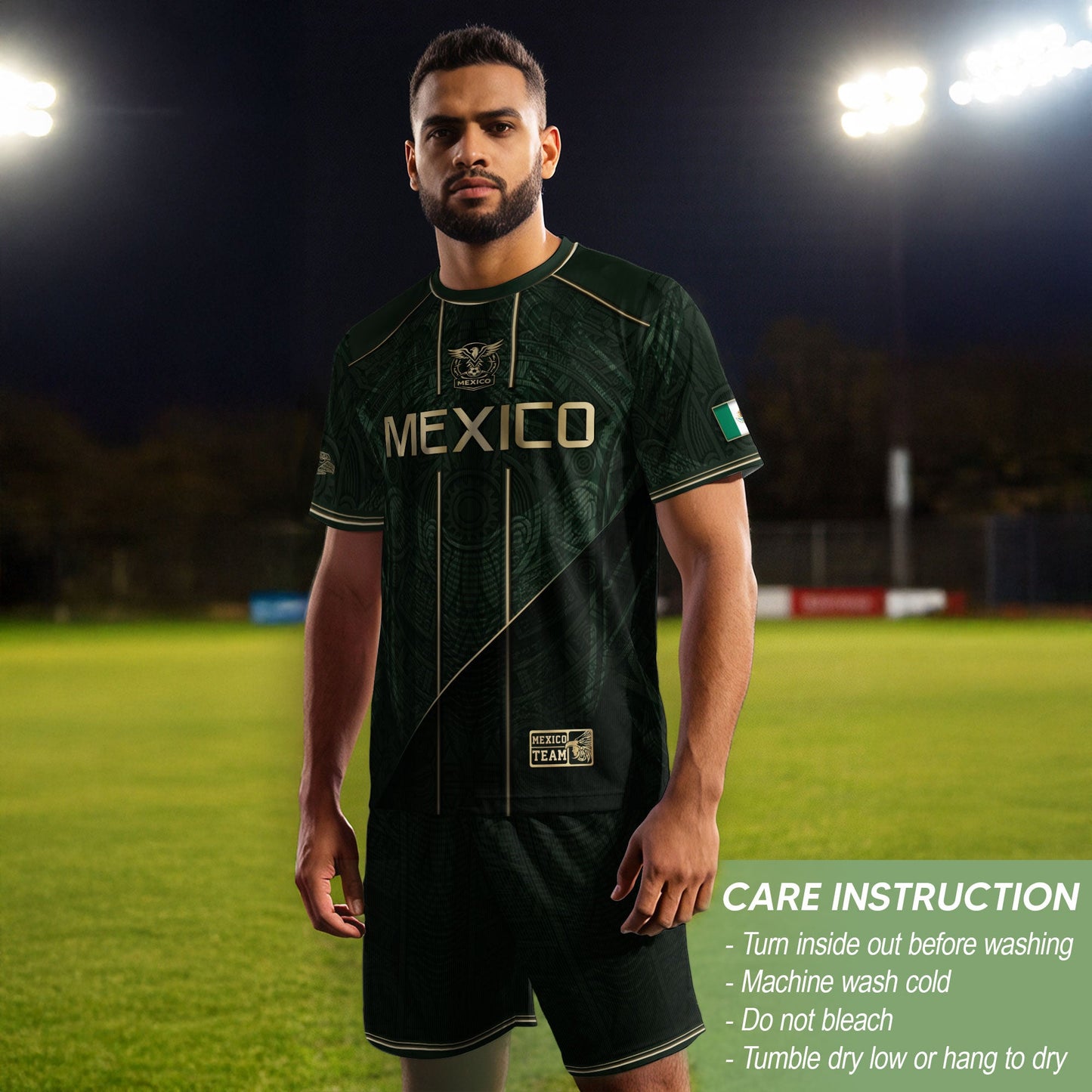 Mexico Green Gold Aztec Eagle Heritage Estados Unidos Mexicanos Soccer Jersey Football