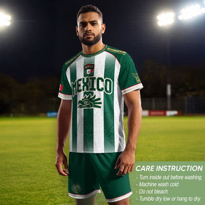 Mexico Soccer Green White Aztec Pattern Football Design Mexico Fan Heritage Style
