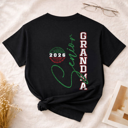 Senior Family 2026 Black T-Shirt Mexico Flag Colors - Class of 2026 Graduation Tee