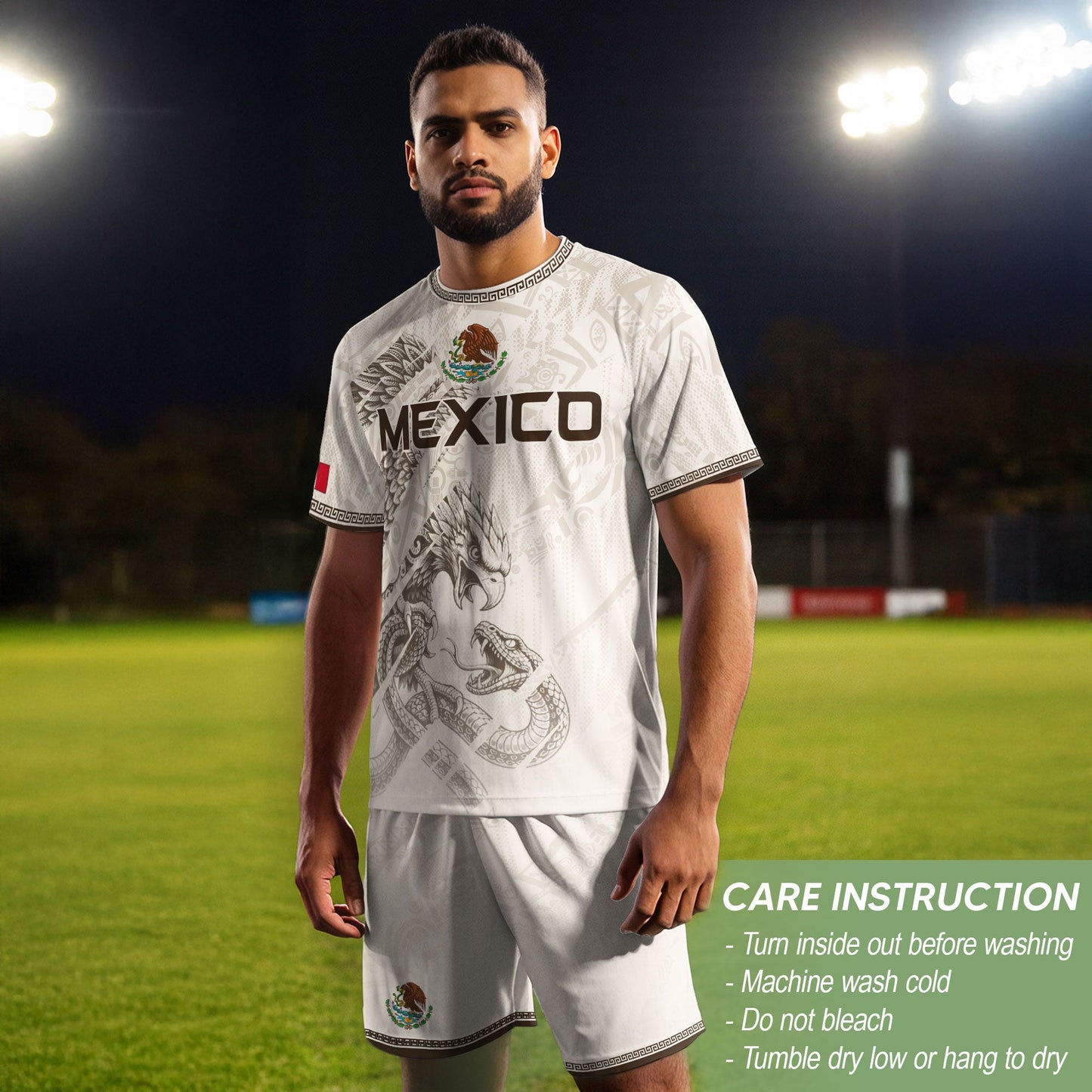 Mexico Soccer Jersey White Aztec Eagle & Snake - Premium National Team Football Shirt