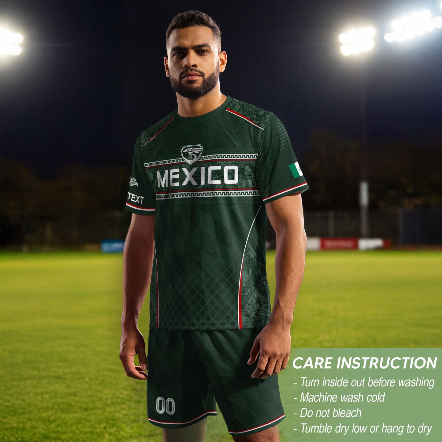 Mexico Soccer Jersey Personalized Name Number Aztec Pattern Green Football Shirt