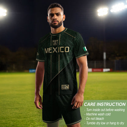 Mexico Soccer Jersey Dark Green Gold Football Shirt Aztec Fan Men Edition Apparel
