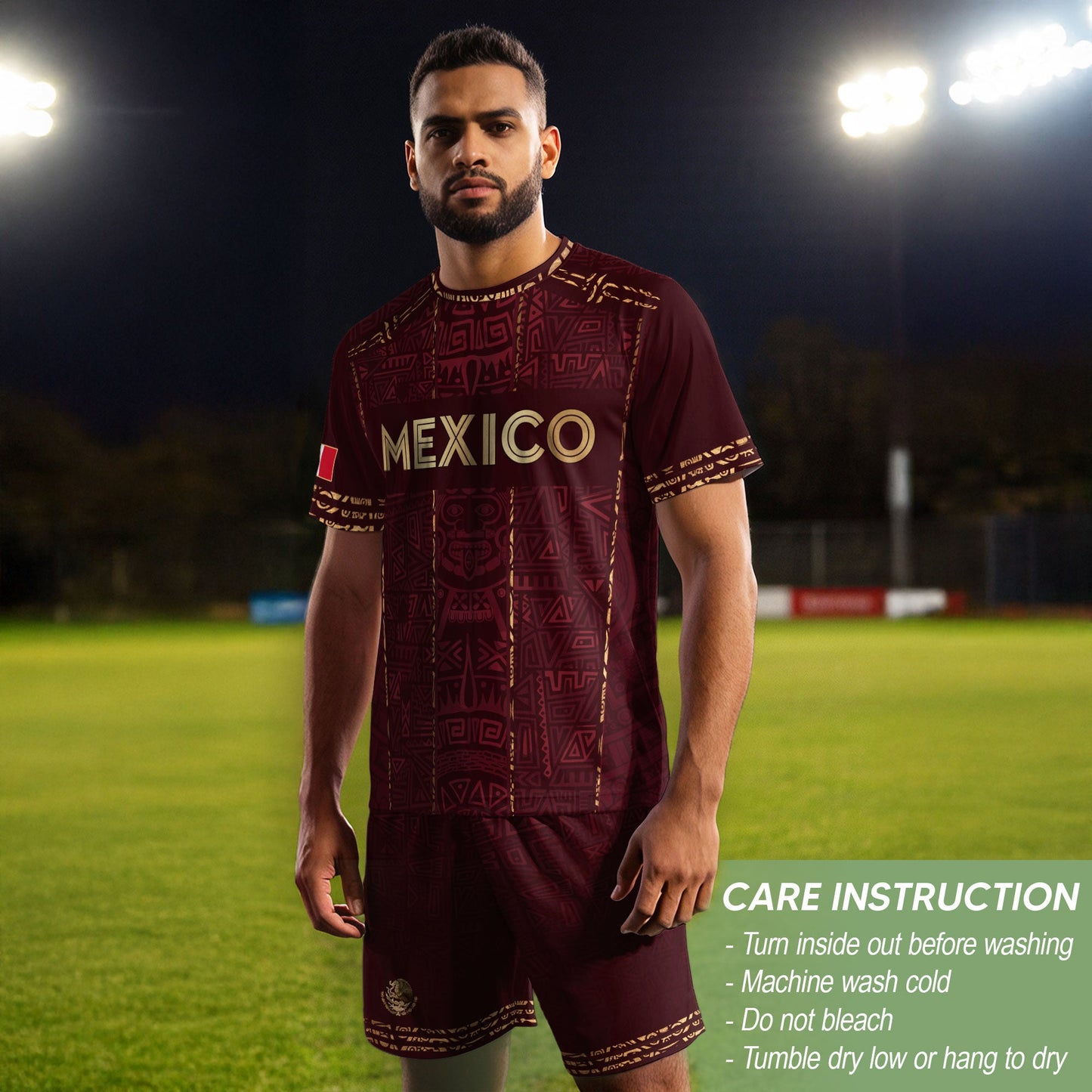Mexico Soccer Jersey Maroon Aztec Heritage - Mexico National Team Fan Football Shirt