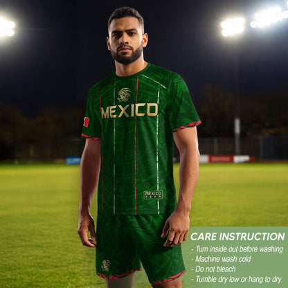 Mexico Soccer Jersey Green Aztec Heritage Pride - Estados Unidos Mexicanos Football Shirt