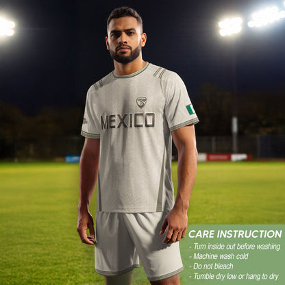 Mexico Soccer Jersey - Beige Vintage Aztec Pattern Heritage Football Shirt