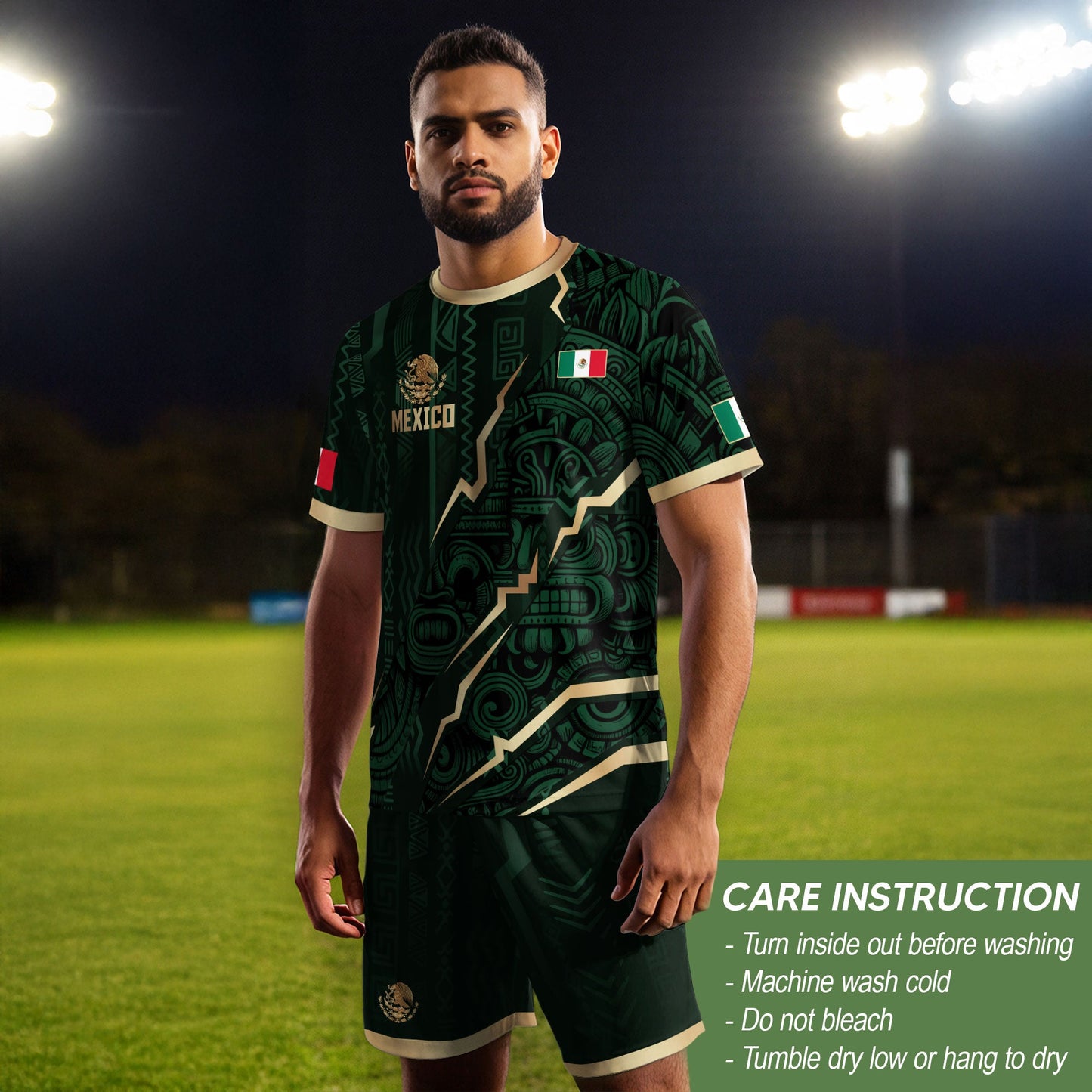 Mexico Soccer Jersey Aztec Eagle Heritage Green Gold Mexican Football Shirt