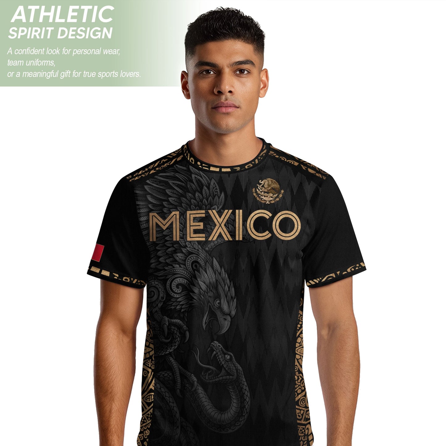 Mexico Soccer Jersey Black Gold Eagle Aztec Football Shirt Men Fan Edition