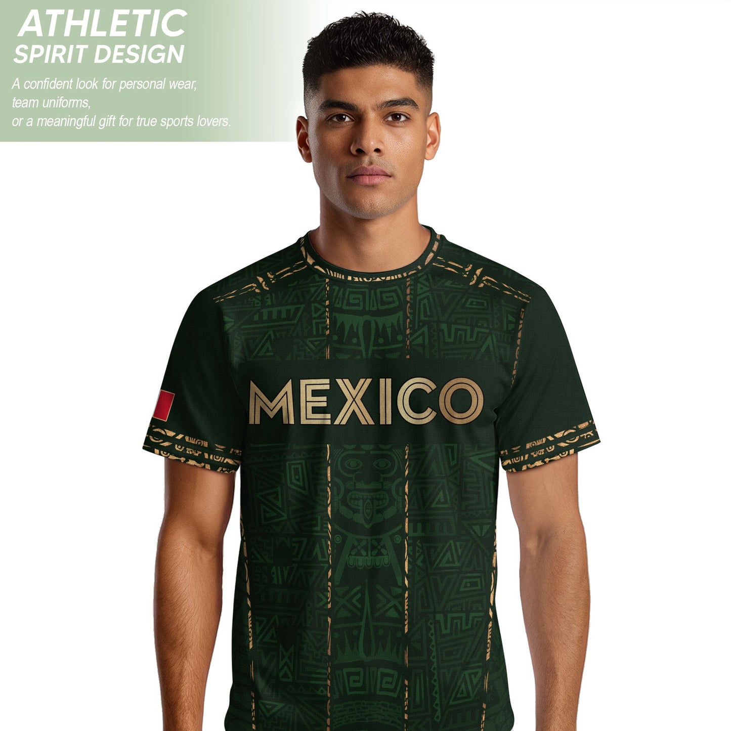 Mexico Soccer Jersey Green Pattern, Stylish Aztec Football Shirt Fans