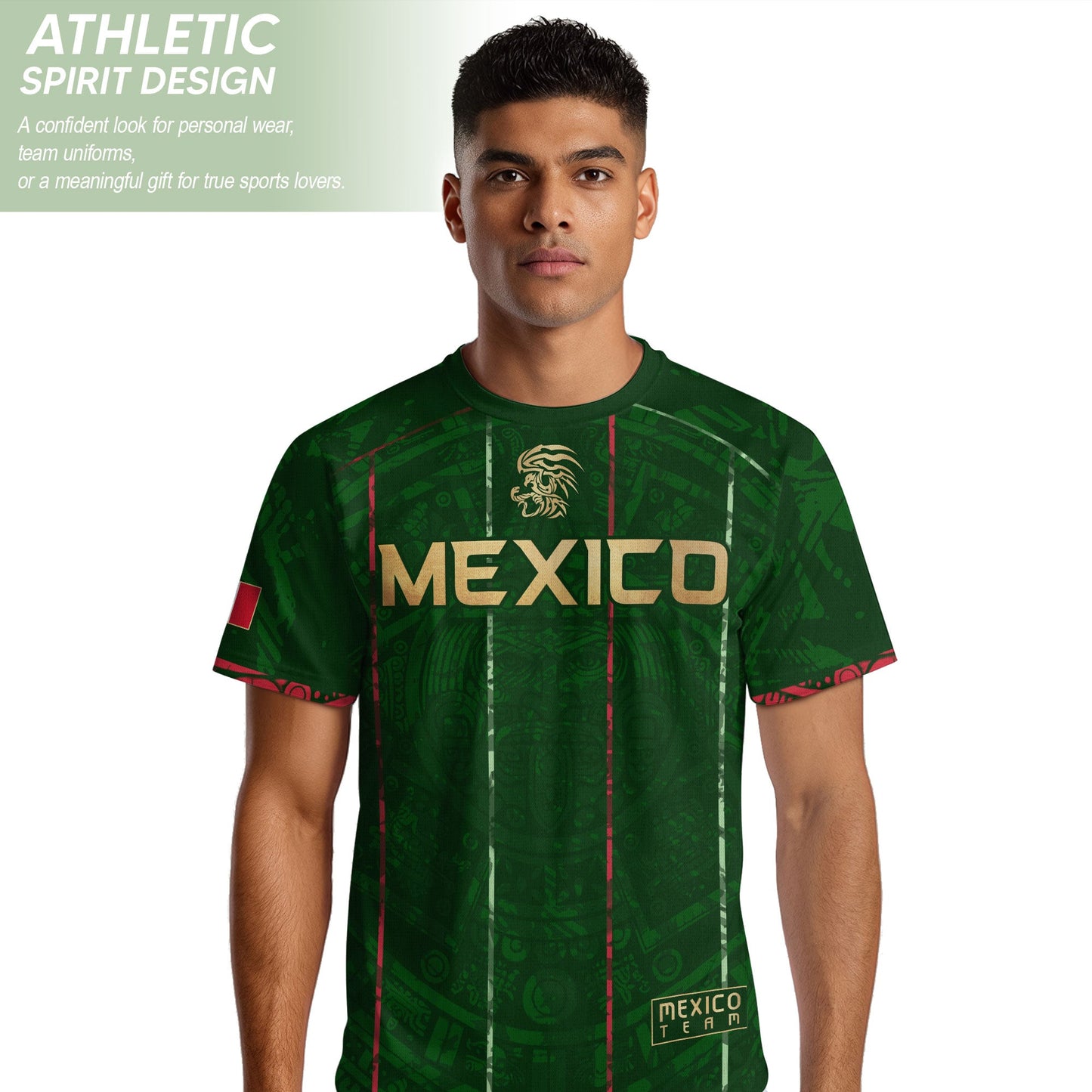 Mexico Soccer Jersey Green Aztec Heritage Pride - Estados Unidos Mexicanos Football Shirt