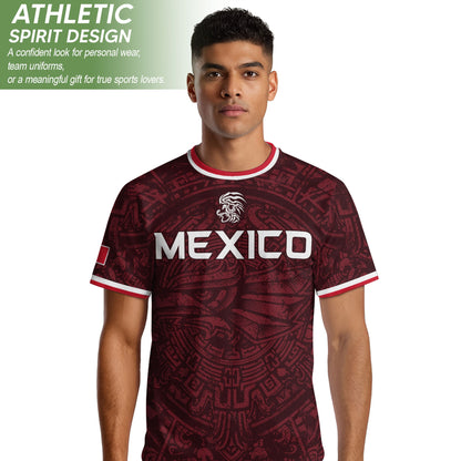 Men's Burgundy Mexico Aztec Eagle Graphic T-Shirt – Tribal Heritage Mexico Print Tee