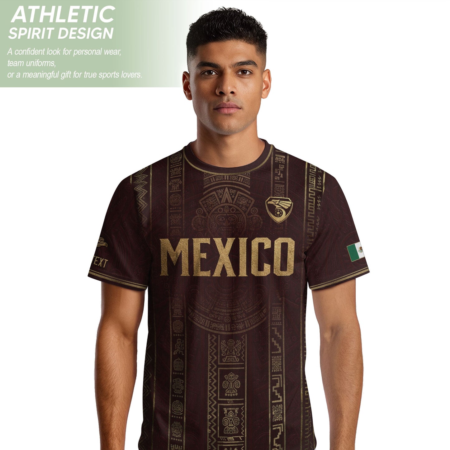 Mexico Soccer Jersey Custom Name Number Aztec Calendar Maroon Shirt