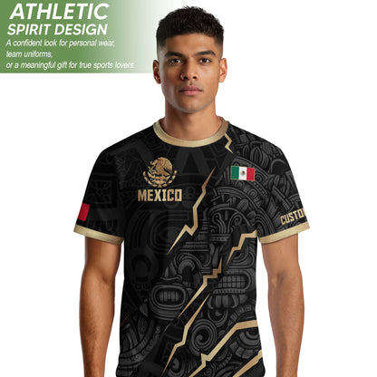 Mexico Soccer Jersey Black Gold Aztec Eagle Heritage Custom Mexican Football Shirt