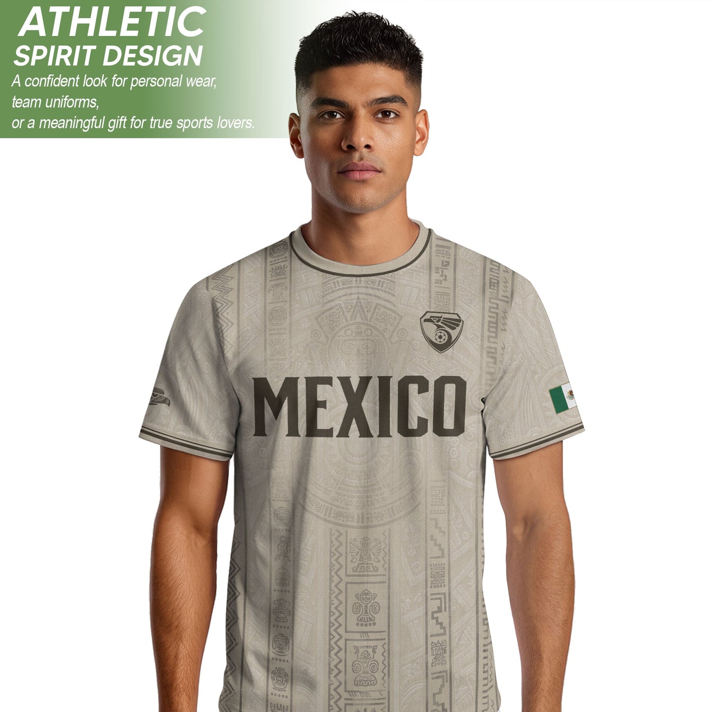 Mexico Soccer Jersey Men White Aztec Pattern Football Shirt Classic Fan Apparel