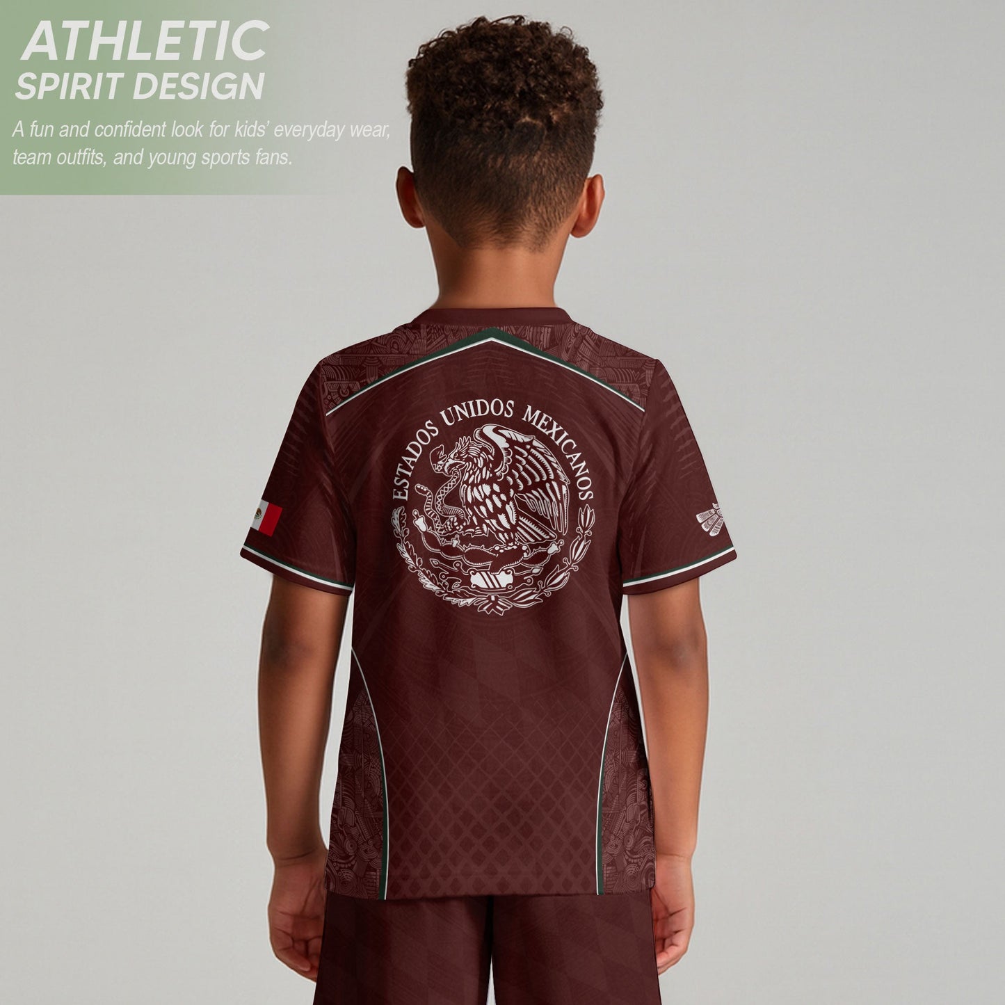 Mexico Soccer Jersey Youth Maroon Aztec Eagle Football Shirt Classic Fan Wear