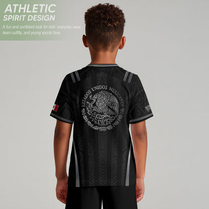 Black Mexico Soccer Jersey Youth Tribal Eagle Football Shirt Premium Sports Top