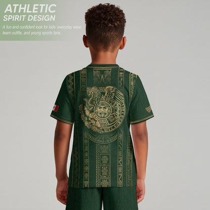 Mexico Soccer Jersey Youth Green Gold Tribal Football Shirt Premium Fan Apparel