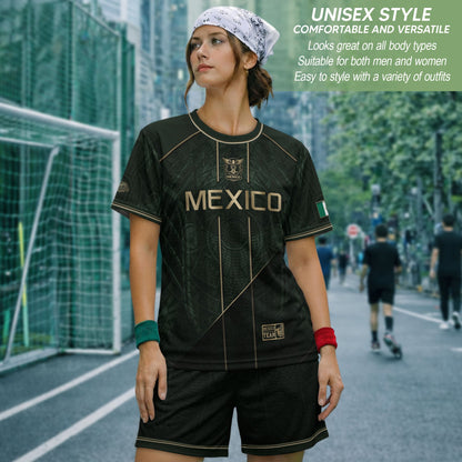 Mexico Green Gold Aztec Eagle Heritage Estados Unidos Mexicanos Soccer Jersey Football