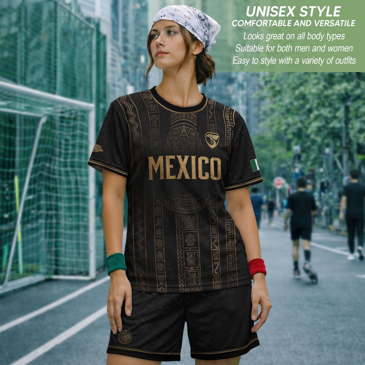 Mexico Soccer Black Gold Aztec Eagle Heritage Estados Unidos Mexicanos Soccer Jersey Football