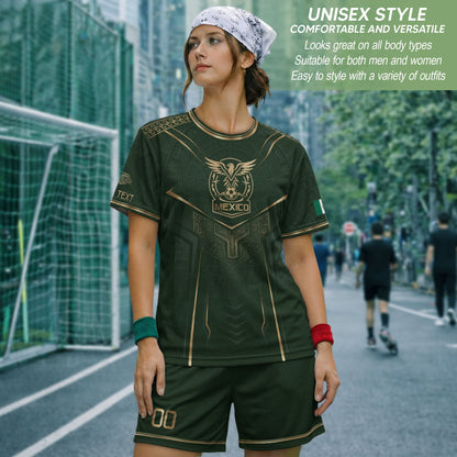Custom Green Mexico Soccer Jersey Aztec Eagle Emerald Green Football Shirt