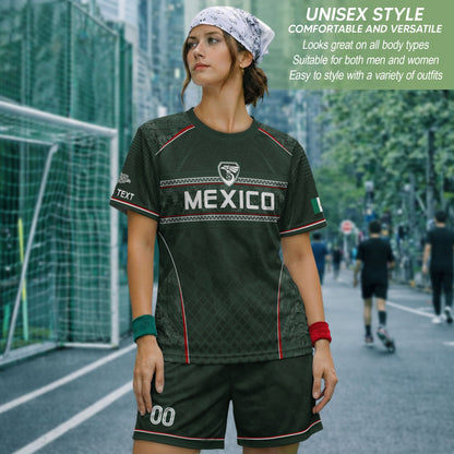 Mexico Soccer Jersey Personalized Name Number Aztec Pattern Green Football Shirt