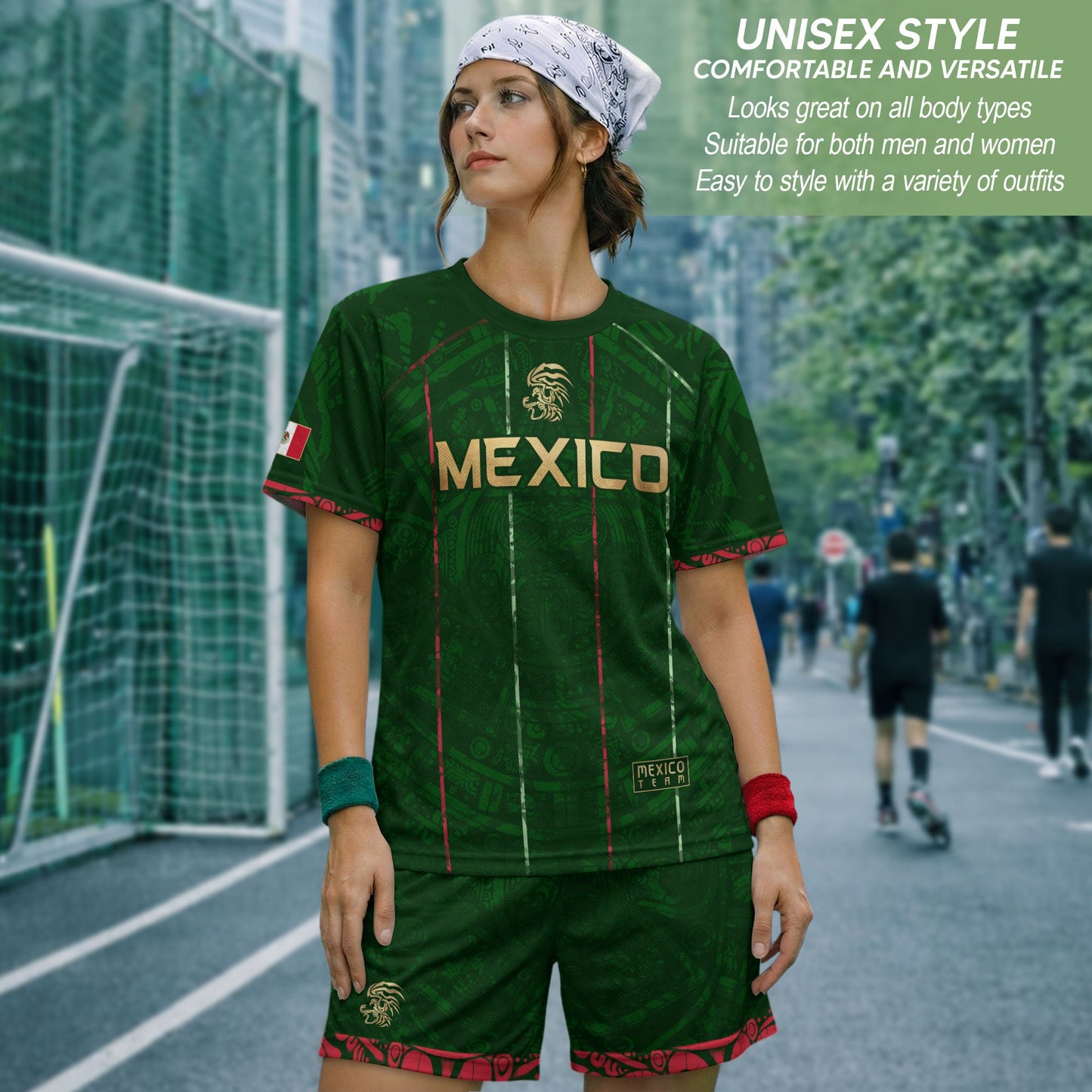 Mexico Soccer Jersey Green Aztec Heritage Pride - Estados Unidos Mexicanos Football Shirt