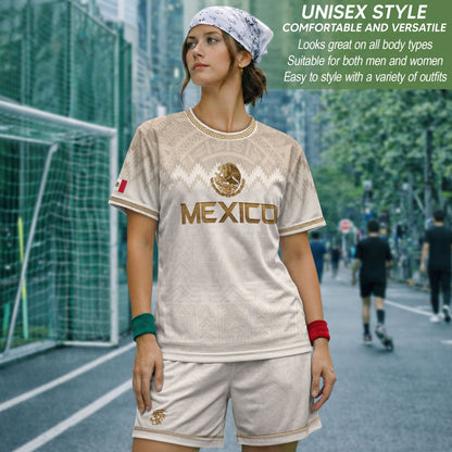 Men's Black Mexico Aztec Calendar Graphic T-Shirt – Gold Mexico Eagle Heritage Print Tee