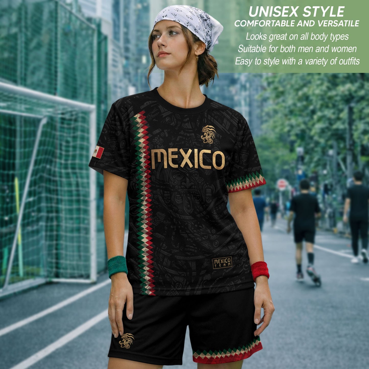 Mexico Soccer Jersey Black Gold Aztec Heritage - Mexico National Team Fan Football Shirt