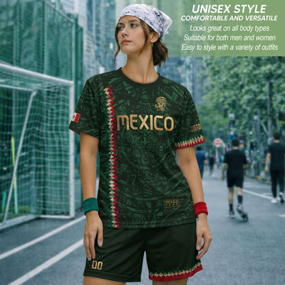 Custom Mexico Soccer Jersey Men Women Green Gold Mexican Football Jersey Playera De Mexico Jersey De Mexico