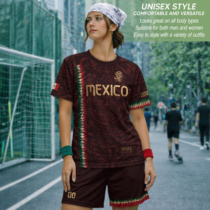 Custom Mexico Soccer Jersey Men Women Maroon Gold Mexican Football Jersey Playera De Mexico Jersey De Mexico