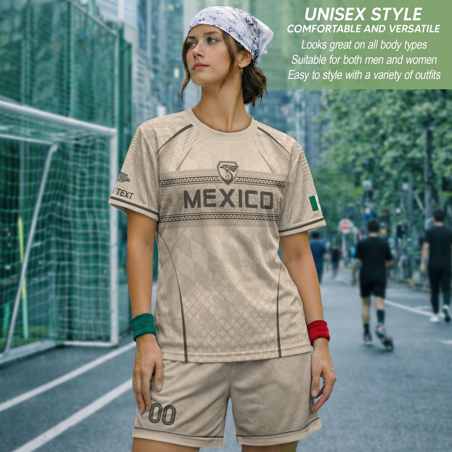 Personalized Beige Mexico Soccer Jersey Aztec Tribal Cream Sport Shirt