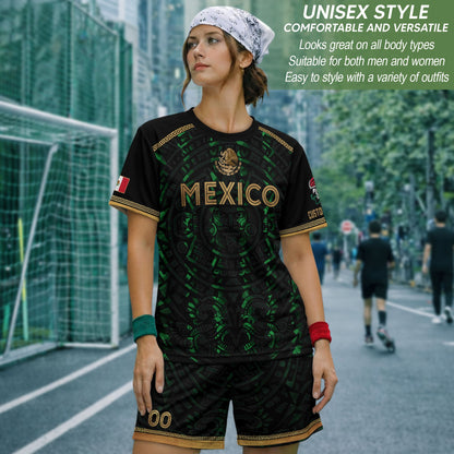 Custom Mexico Soccer Jersey Green Men Aztec Calendar Heritage Mexican Football Shirt
