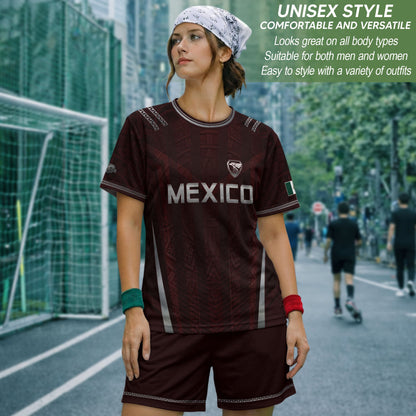 Mexico Soccer Jersey Men Maroon Silver Eagle Football Shirt Retro Fan Apparel