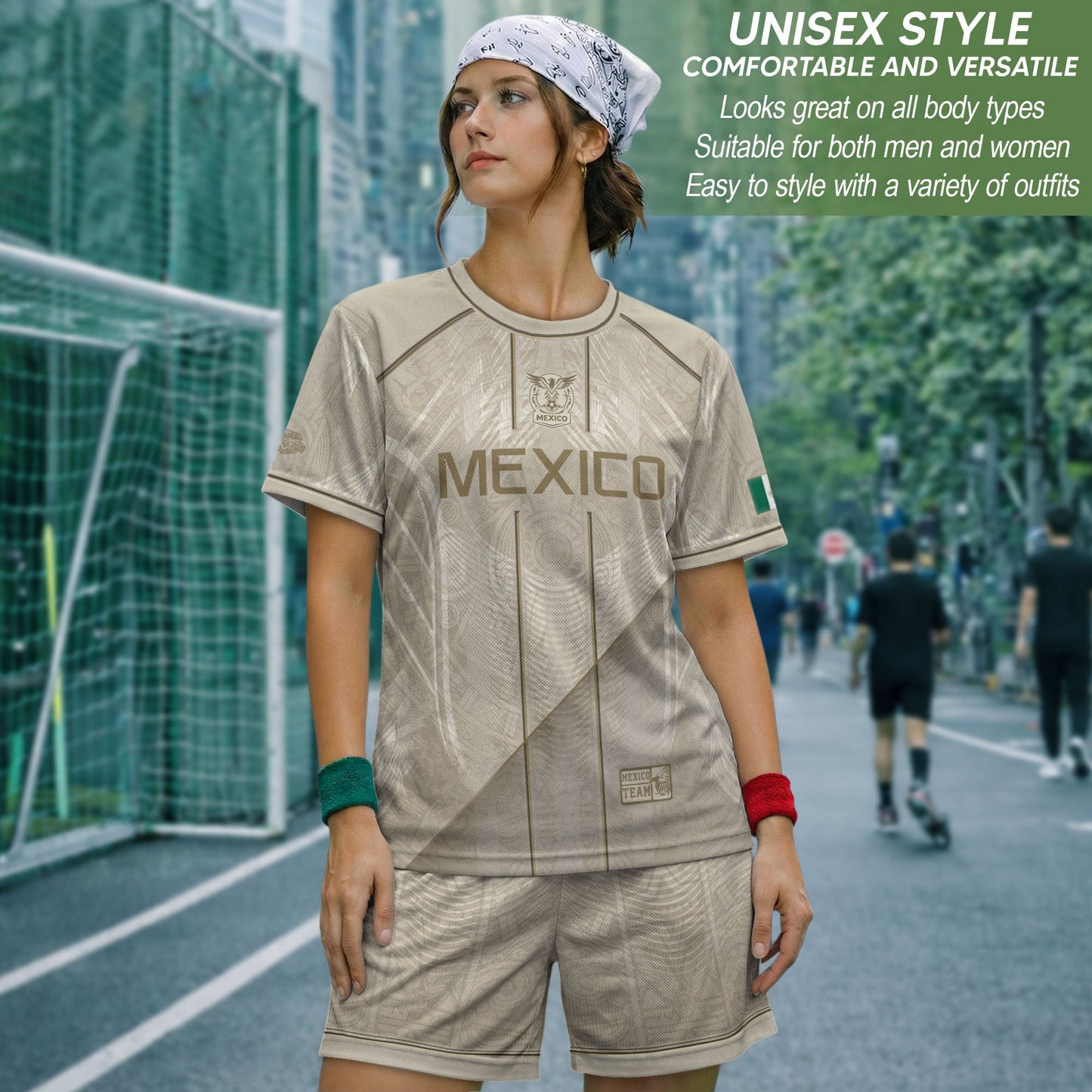 Mexico Soccer Jersey Men Beige Gold Aztec Calendar Mexican Football Shirt