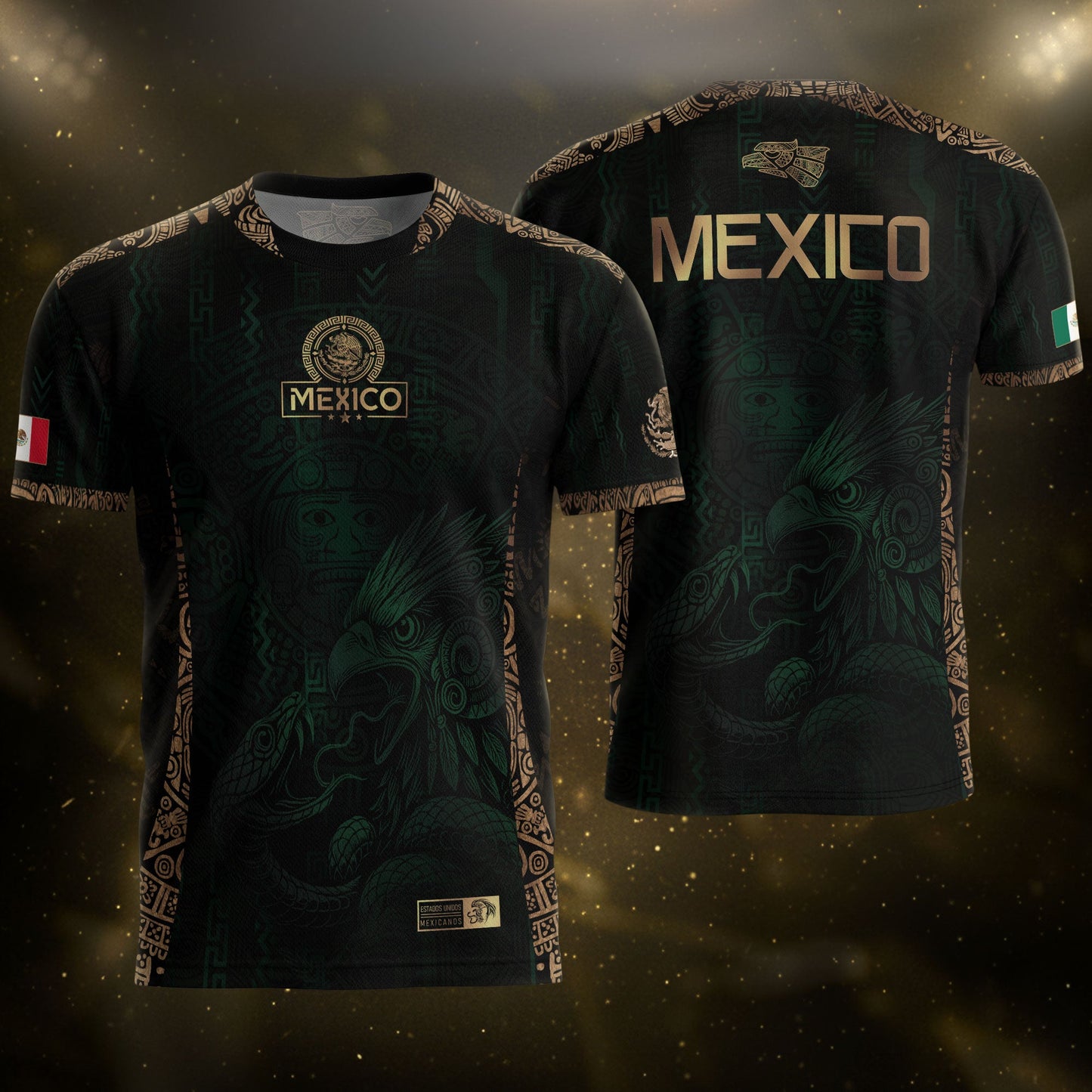 Mexico Green Gold Aztec Eagle Warrior Soccer Jersey