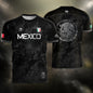 Mexico Heritage Black Silver Distressed Style Aztec Empire Pride Graphic Soccer Jersey