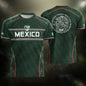 Mexico Soccer Green White Aztec Pattern Football Design - Mexico Fan Heritage Style Shirt