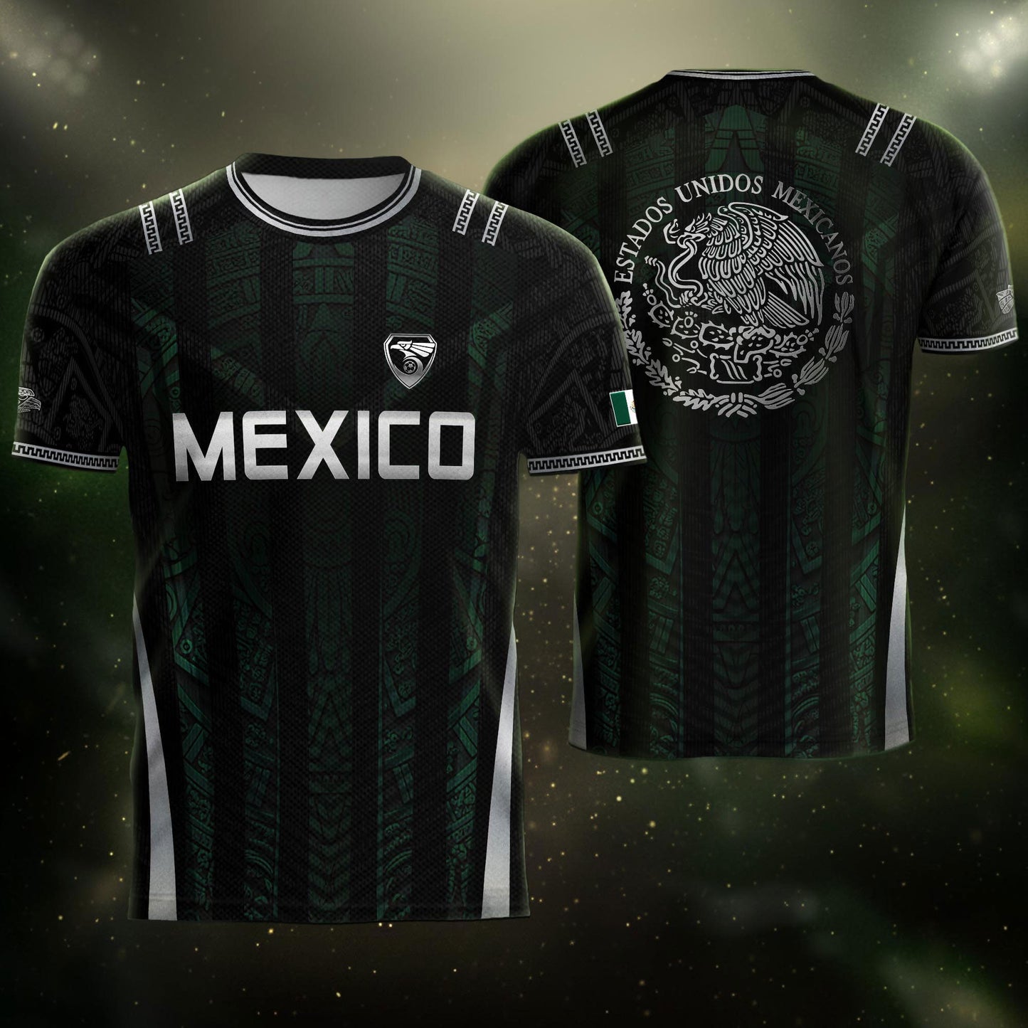 Mexico Green Black Aztec Eagle Heritage Estados Unidos Mexicanos Soccer Jersey Football