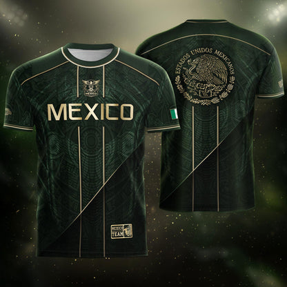Mexico Green Gold Aztec Eagle Heritage Estados Unidos Mexicanos Soccer Jersey Football