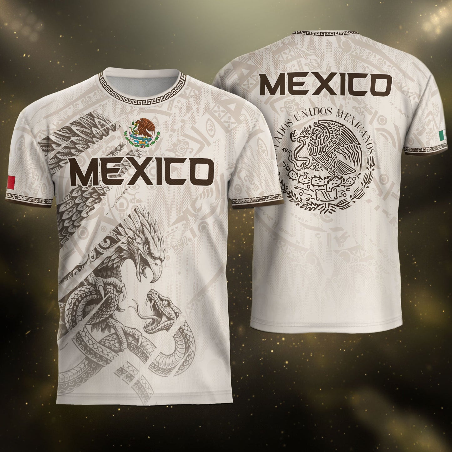 Mexico Soccer Jersey White Aztec Eagle & Snake - Premium National Team Football Shirt