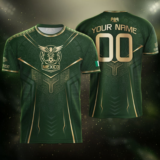 Custom Green Mexico Soccer Jersey Aztec Eagle Emerald Green Football Shirt
