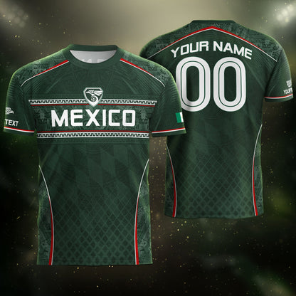 Mexico Soccer Jersey Personalized Name Number Aztec Pattern Green Football Shirt
