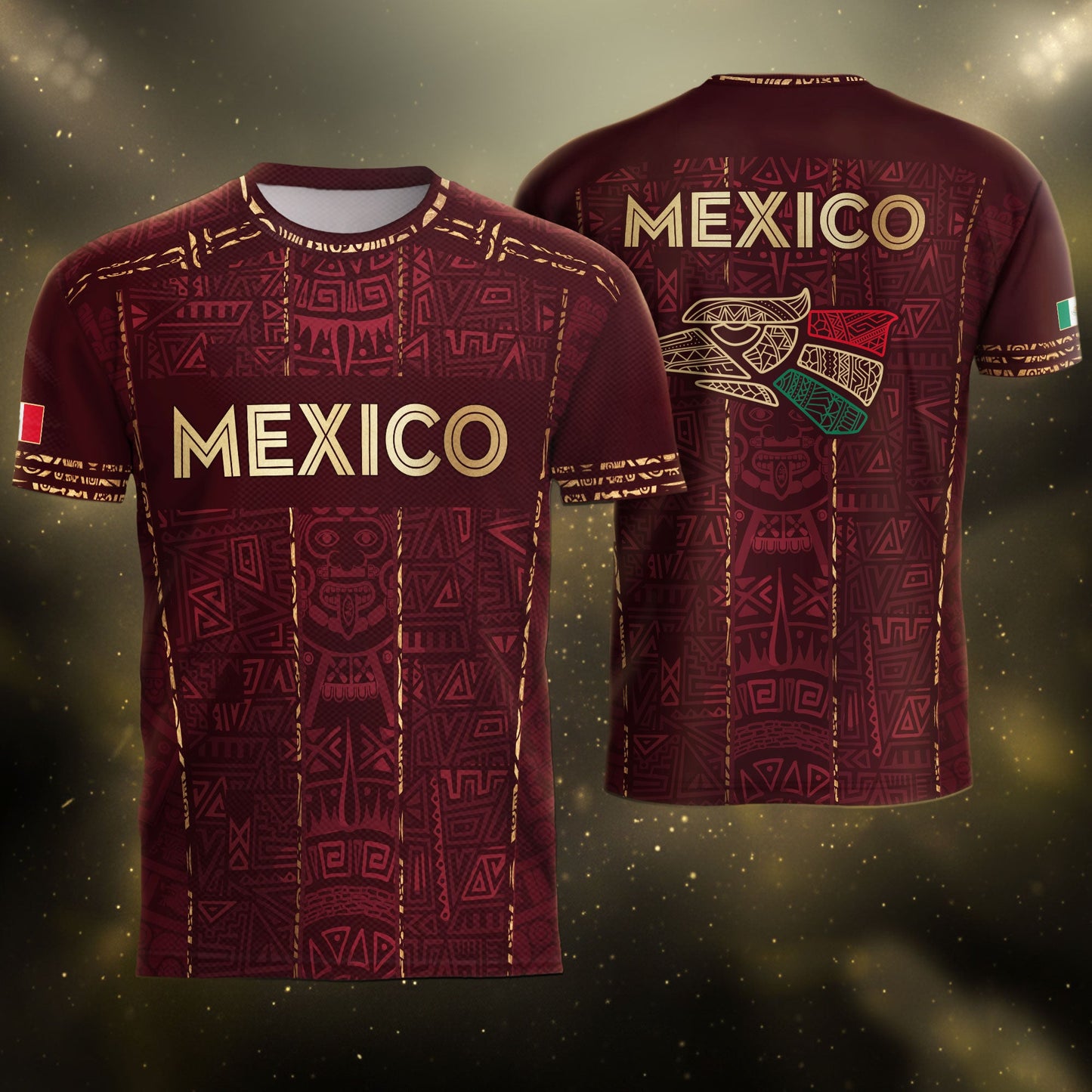 Mexico Soccer Jersey Maroon Aztec Heritage - Mexico National Team Fan Football Shirt